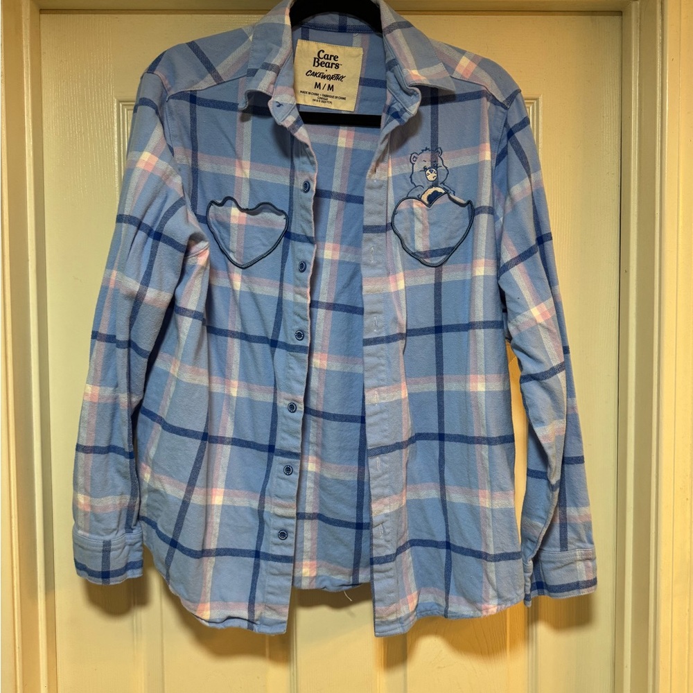 Bare Bears Blue Plaid Button Down Shirt